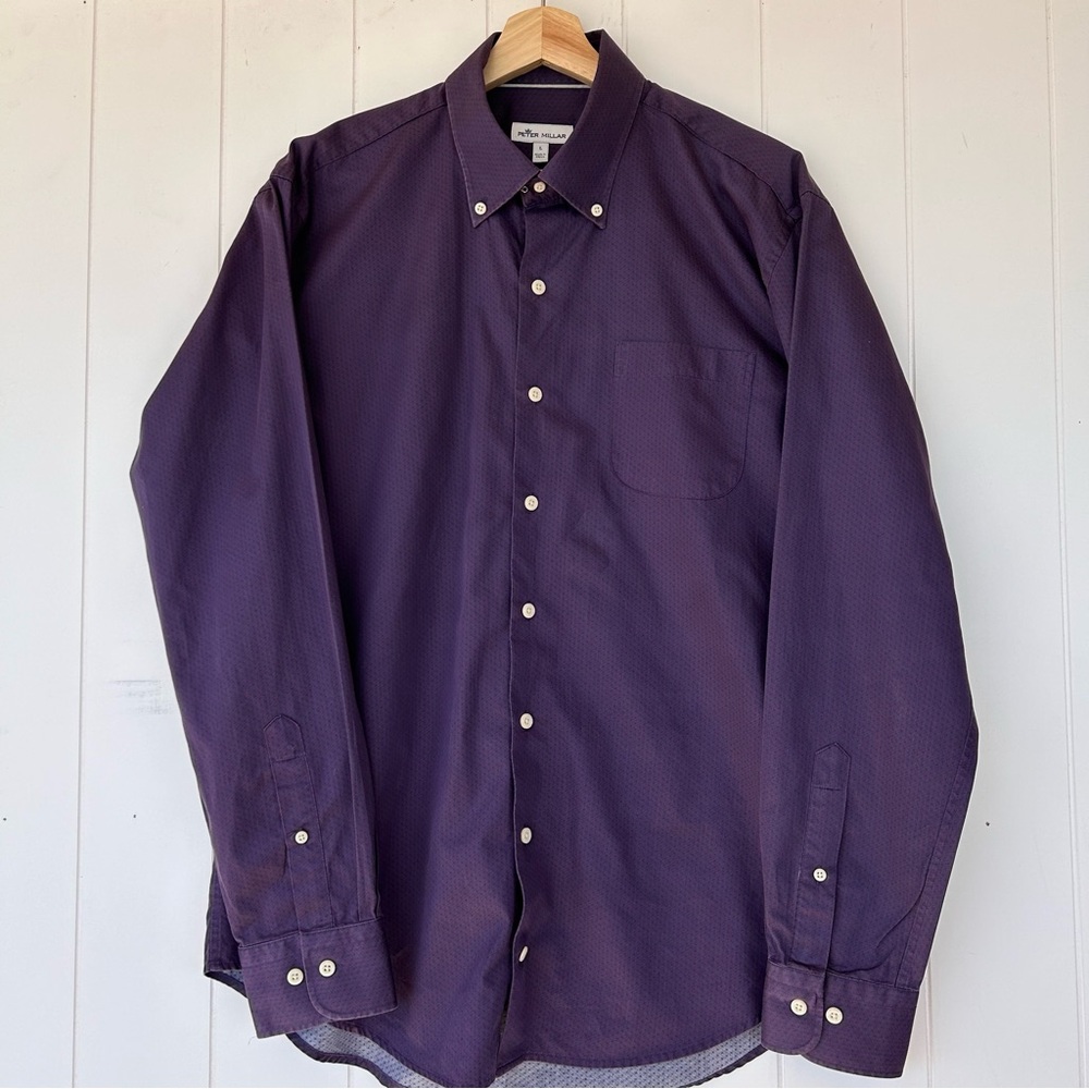 Peter Millar Men’s Button Down Shirt Long Sleeve Purple/Blue Size Large